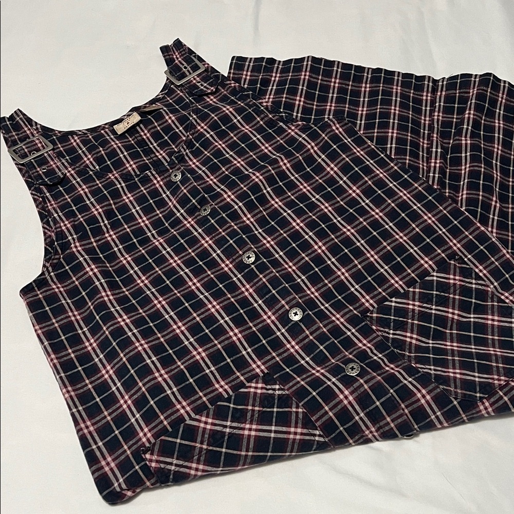 Vintage 90s Mountain Lake Plaid Button Down Dress